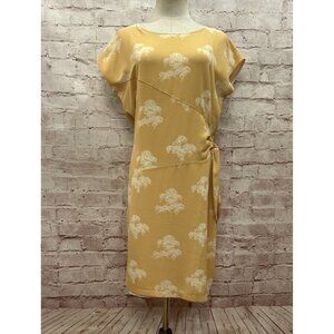 La Fee Maraboutee Yellow Floral Faux Wrap Sheath Dress Sleeveless Size 38 / US 6